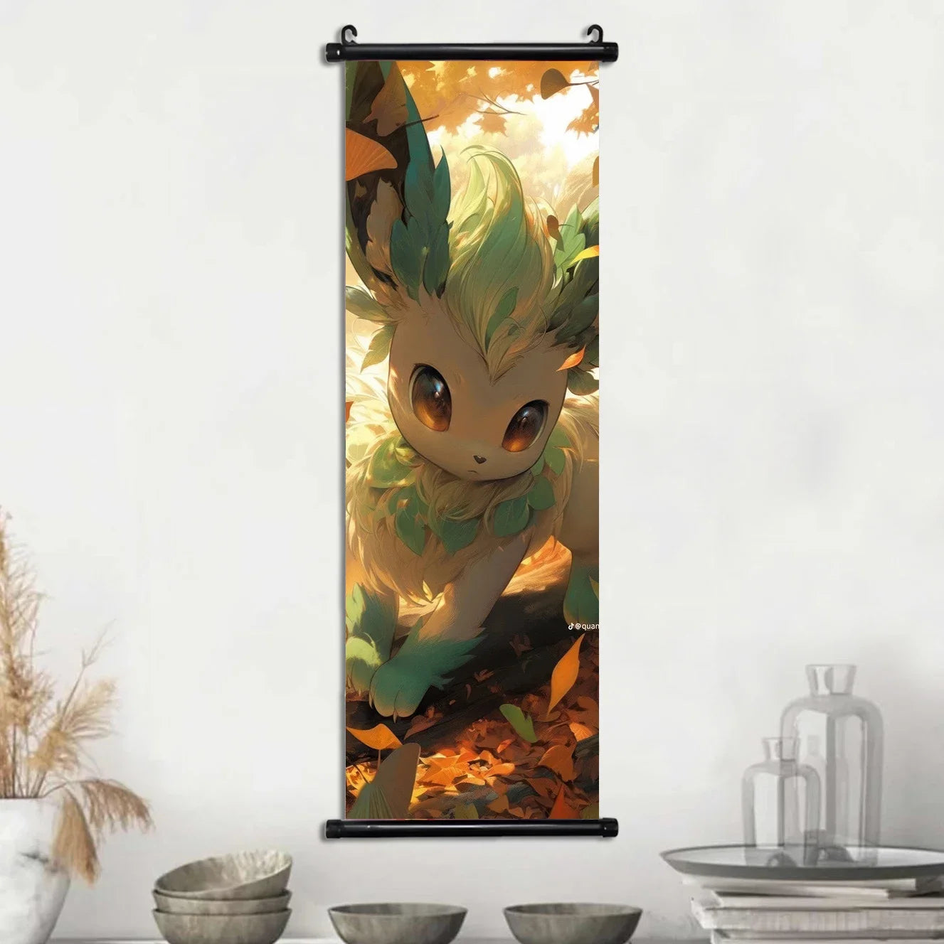 Pokemon Scroll Wall Art, Anime Posters Pikachu Eevee Modern Room Decoration Charizard Canvas Hanging Scrolls Wall Prints