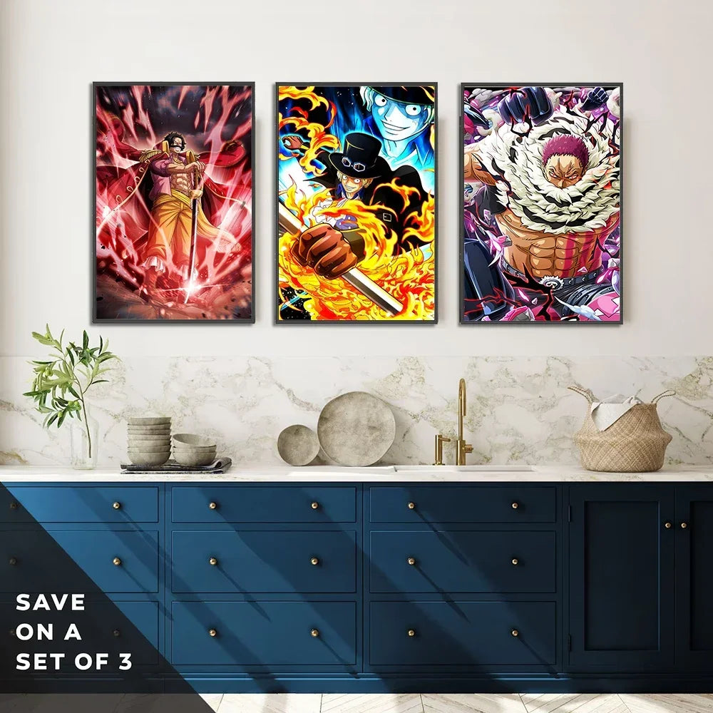 One Piece Anime Self-adhesive Poster, Anime Wall Art Wallpaper Home Decoration Painting Wall Art For Bedroom