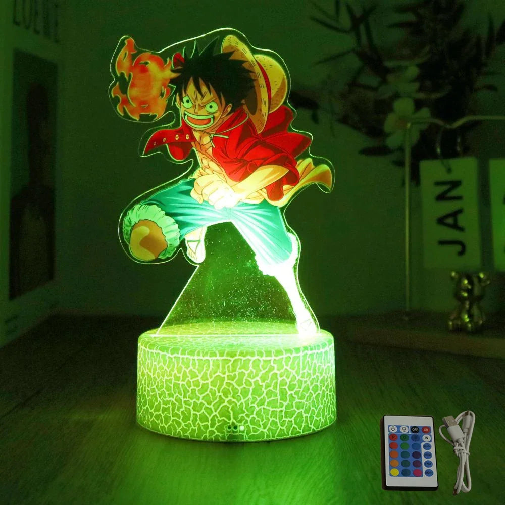 One Piece Anime Figures 3D Lamp PVC Action Collection Model Toys LED Night Light