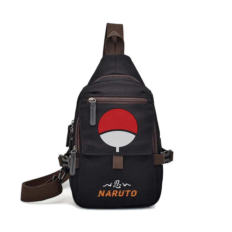 Popular Anime Style Shoulder Canvas Backpack, Luffy Naruto Dragon Ball For Students Crossbody Bag Chest Bag One Piece, Dragon Ball, Naruto, Attack on Titan 35X20CM