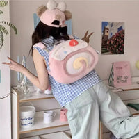Kawaii Swiss Roll Plush Backpack