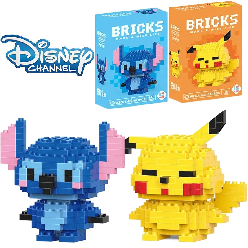 LiLo Stitch Toys Building Blocks Pikachu Anime Cartoon Character Model Puzzles