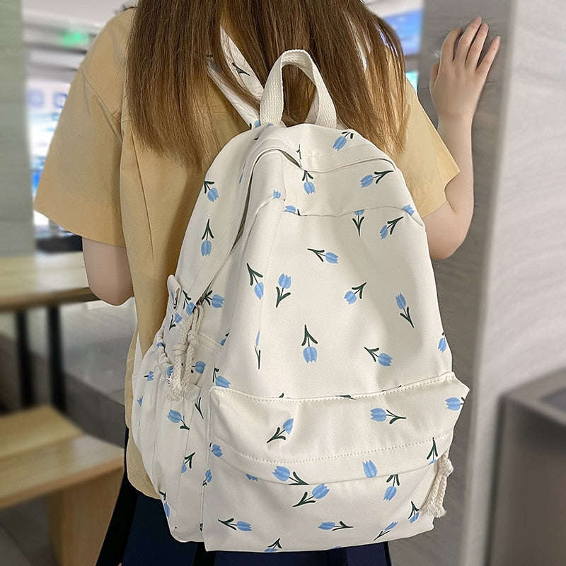 Blue Tulips Backpack CLOUDANIMESTUDIO