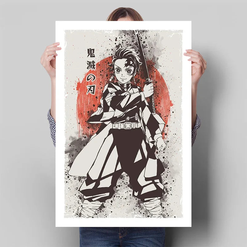 Demon Slayer Posters, Anime Retro Poster Tanjiro Kamado Kamado Nezuko Hashibira Inosuke Shinobu Kocho
Breath Techniques Decorative Wall Art