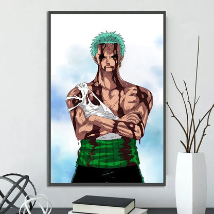 One Piece Anime Self-adhesive Poster, Anime Wall Art Wallpaper Home Decoration Painting Wall Art For Bedroom