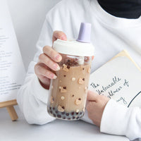 Cat Boba Glass Bottle With Straw