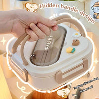 Simple Cute Portable Lunch Box, With Compartment & Microwave-Safe, Perfect for Work, School, or Picnics - CloudAnimeStudio