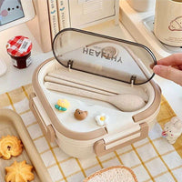 Simple Cute Portable Lunch Box, With Compartment & Microwave-Safe, Perfect for Work, School, or Picnics - CloudAnimeStudio