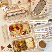 Simple Cute Portable Lunch Box, With Compartment & Microwave-Safe, Perfect for Work, School, or Picnics - CloudAnimeStudio