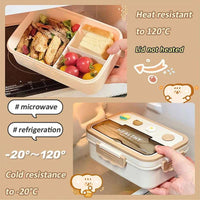 Simple Cute Portable Lunch Box, With Compartment & Microwave-Safe, Perfect for Work, School, or Picnics - CloudAnimeStudio