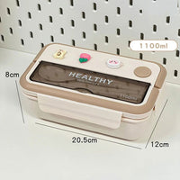 Simple Cute Portable Lunch Box, With Compartment & Microwave-Safe, Perfect for Work, School, or Picnics - CloudAnimeStudio