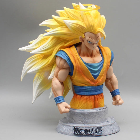 Son Goku Super Saiyan 3 Half Bust Anime Figure, Dragon Ball Z Figurines PVC Statue Collection 20 cm - CloudAnimeStudio