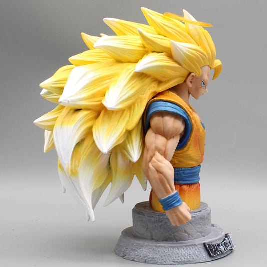 Son Goku Super Saiyan 3 Half Bust Anime Figure, Dragon Ball Z Figurines PVC Statue Collection 20 cm - CloudAnimeStudio