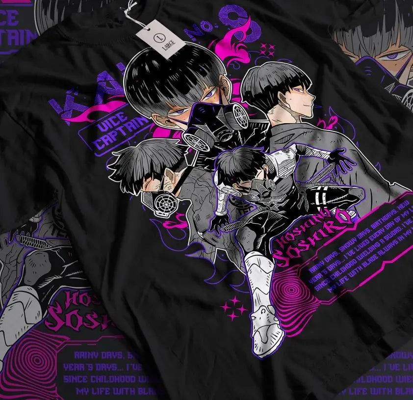 Soshiro Hoshina Kaiju No. 8 T-shirt, Best Anime Gift Graphic Tee Black Shirt - CloudAnimeStudio