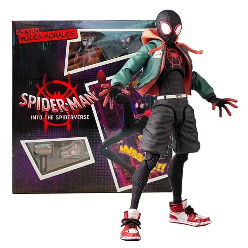 Spiderman Miles Morales Figure, Marvel Spider-Man Spider Verse Figurine 5 in - CloudAnimeStudio