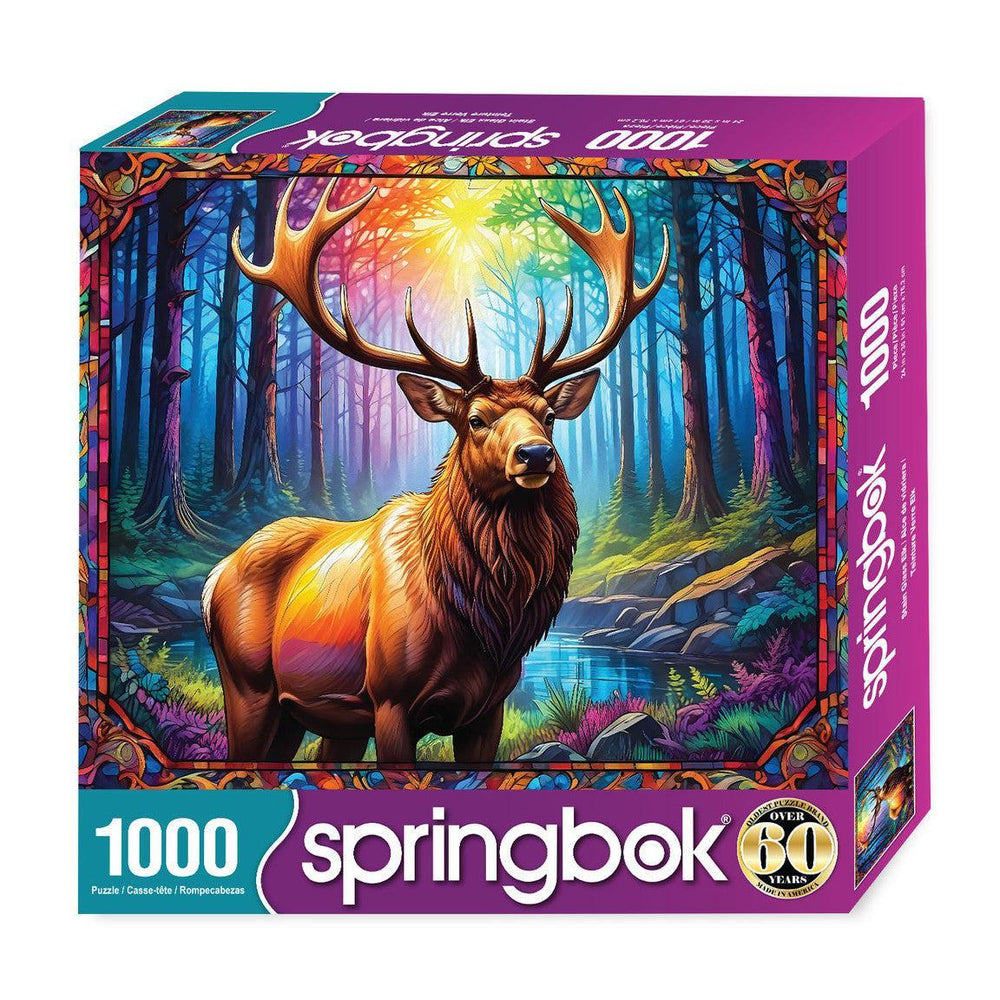 Stain Glass Elk 1000 Piece Jigsaw Puzzle Springbok