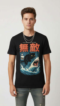 Shark Attack Cat T-Shirt CLOUDANIMESTUDIO