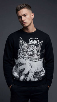 Sudden Bite Cat Knitted Sweatshirt CLOUDANIMESTUDIO