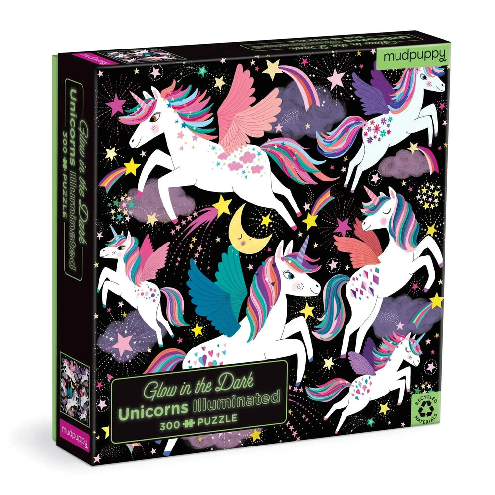 Unicorns Illuminated 300 Piece Glow in the Dark Jigsaw Puzzle Mudpuppy