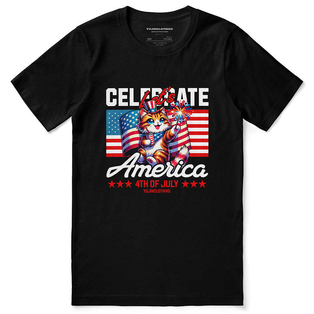 Celebrate 4th July Cat T-Shirt CLOUDANIMESTUDIO