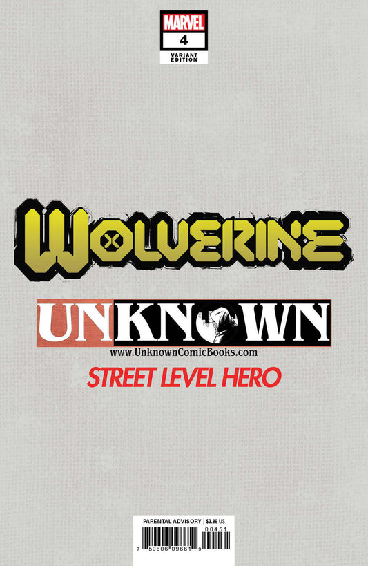 Wolverine #4 Unknown Comics Jay Anacleto Exclusive Secret Virgin Var (08/19/2020) CLOUDANIMESTUDIO
