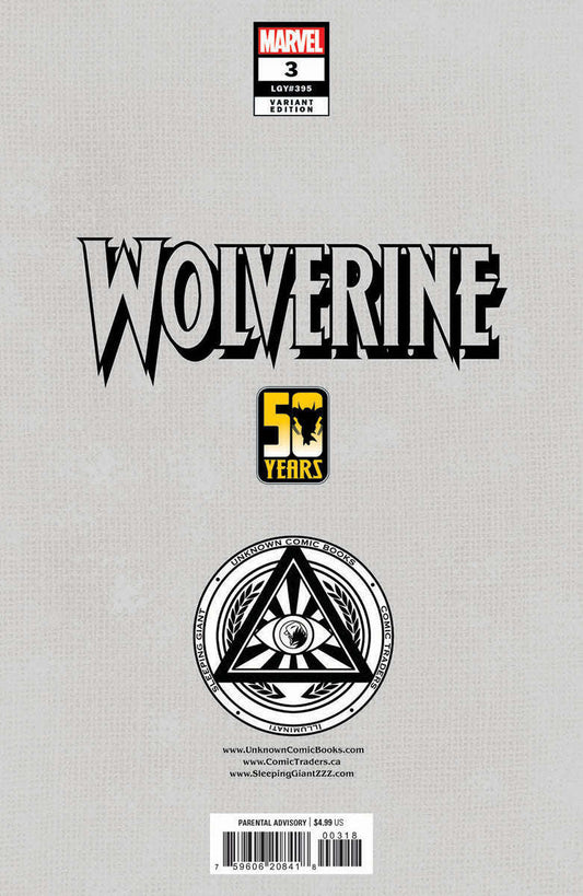 WOLVERINE #3 UNKNOWN COMICS MICO SUAYAN CONNECTING COVER EXCLUSIVE VIRGIN VAR (11/20/2024) CLOUDANIMESTUDIO