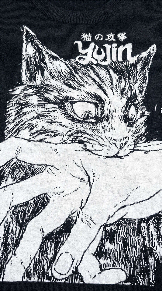 Sudden Bite Cat Knitted Sweatshirt CLOUDANIMESTUDIO