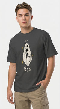 Boo! Cat Oversized Faded T-Shirt
