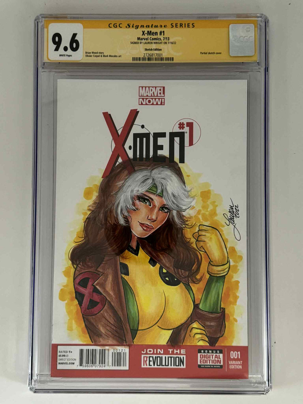 [Signed & Sketch by Lauren Wright] X-Men #1 CGC 9.6 Yellow Label Exclusive Sketch Var CLOUDANIMESTUDIO