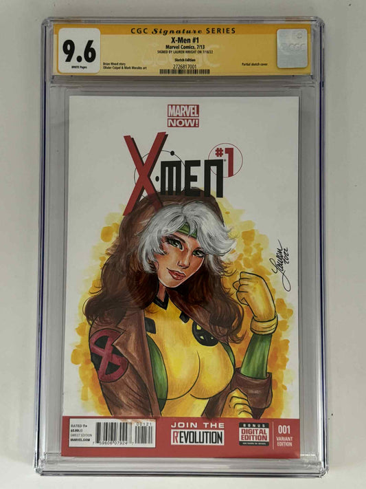 [Signed & Sketch by Lauren Wright] X-Men #1 CGC 9.6 Yellow Label Exclusive Sketch Var CLOUDANIMESTUDIO