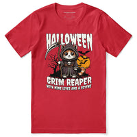 Grim Reaper Halloween Cat T-Shirt