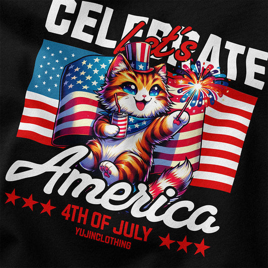 Celebrate 4th July Cat T-Shirt CLOUDANIMESTUDIO