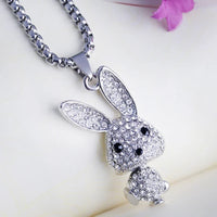Kawaii Bunny Pendant Rhinestone Necklace