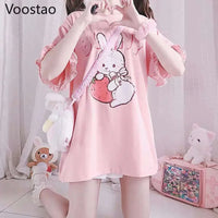Pink Strawberry Bunny T-Shirt CLOUDANIMESTUDIO