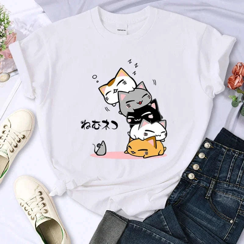 Cute Sleepy Cats T-Shirt CLOUDANIMESTUDIO