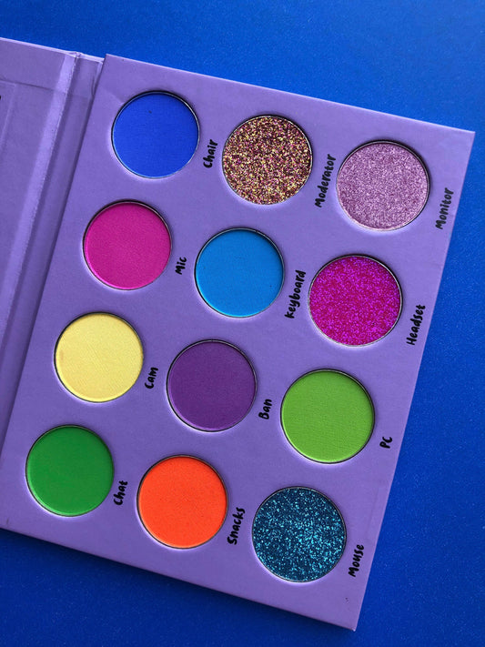 Streamer Palette, Live Stream Inspired 12 Color Eyeshadow Palette With 8 Matte, 3 Glitter, 1 Shimmer CLOUDANIMESTUDIO