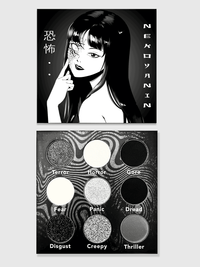 Japanese Horror Palette, Manga Inspired Makeup Palette With 3 Shimmers 4 Mattes 2 Glitters CLOUDANIMESTUDIO