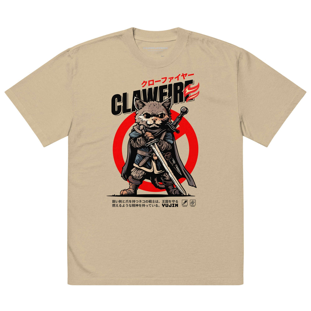 Clawfire Oversized Faded Cat T-Shirt CLOUDANIMESTUDIO