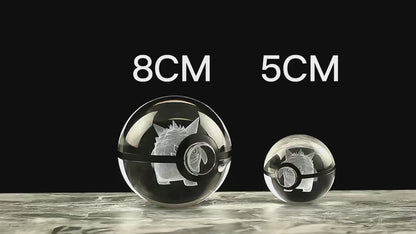 Pokemon 3D Crystal Ball Pikachu Gengar Eevee Mewtwo Anime Pokeball with Led Night Light Base