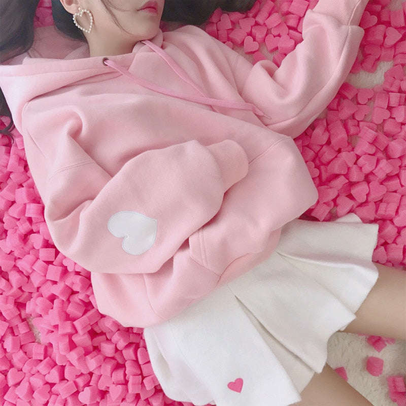 Heart Sleeve Hoodie Pullover CLOUDANIMESTUDIO
