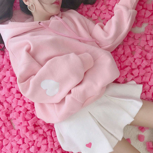 Heart Sleeve Hoodie Pullover CLOUDANIMESTUDIO