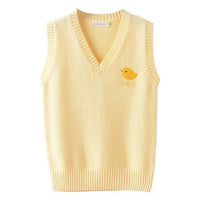 Yellow Sweater Vest with Chick Embroidery CLOUDANIMESTUDIO