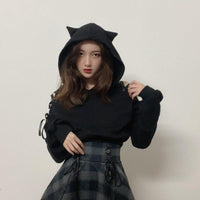Dark Kawaii Black Cat Hoodie