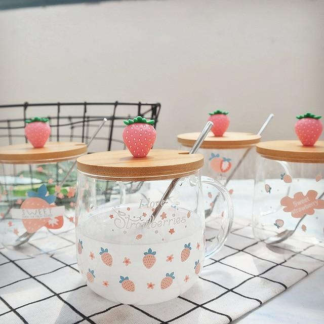 Strawberry Glass Cup CLOUDANIMESTUDIO