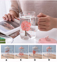 Cherry Blossom Cups With Lid & Spoon