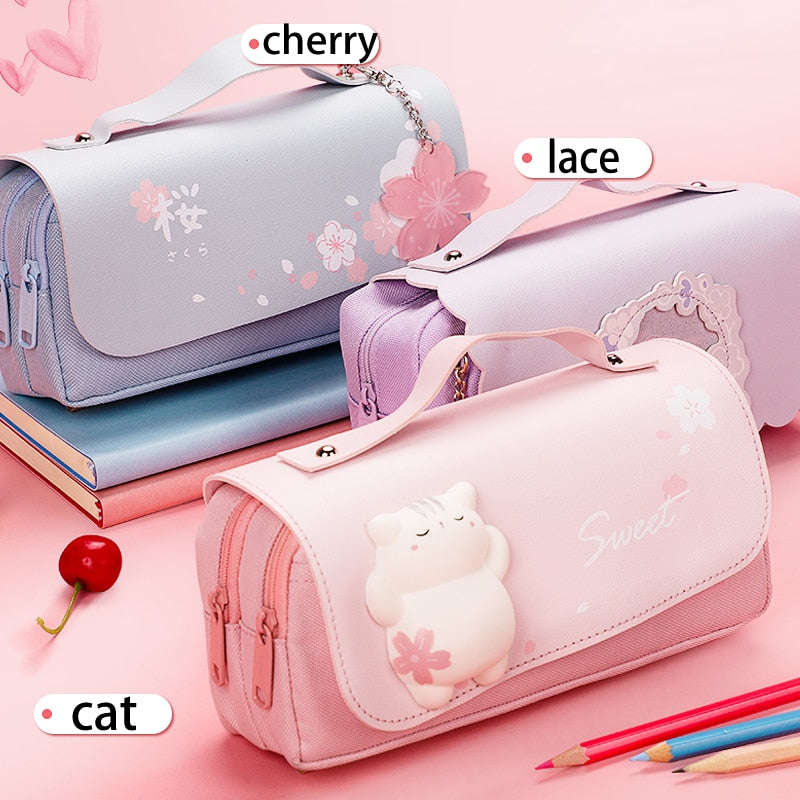 Sakura Cat Pencil Bag CLOUDANIMESTUDIO