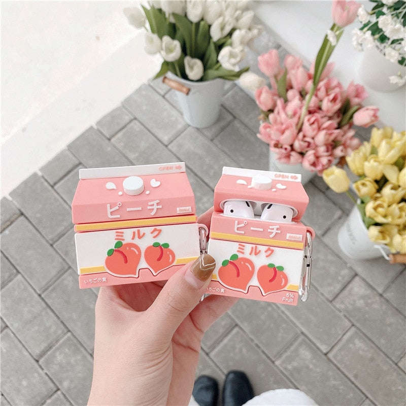 Peach Milk Carton Airpods Case CLOUDANIMESTUDIO